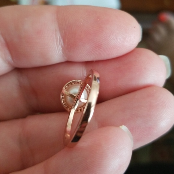 🌈# 88. Fashion Women 18KRose Gold Plated Pearl Ring - Picture 6 of 7